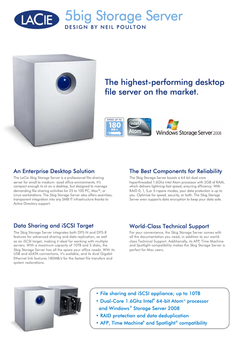 Imagen de la primera página del manual del dispositivo 5big Storage Server