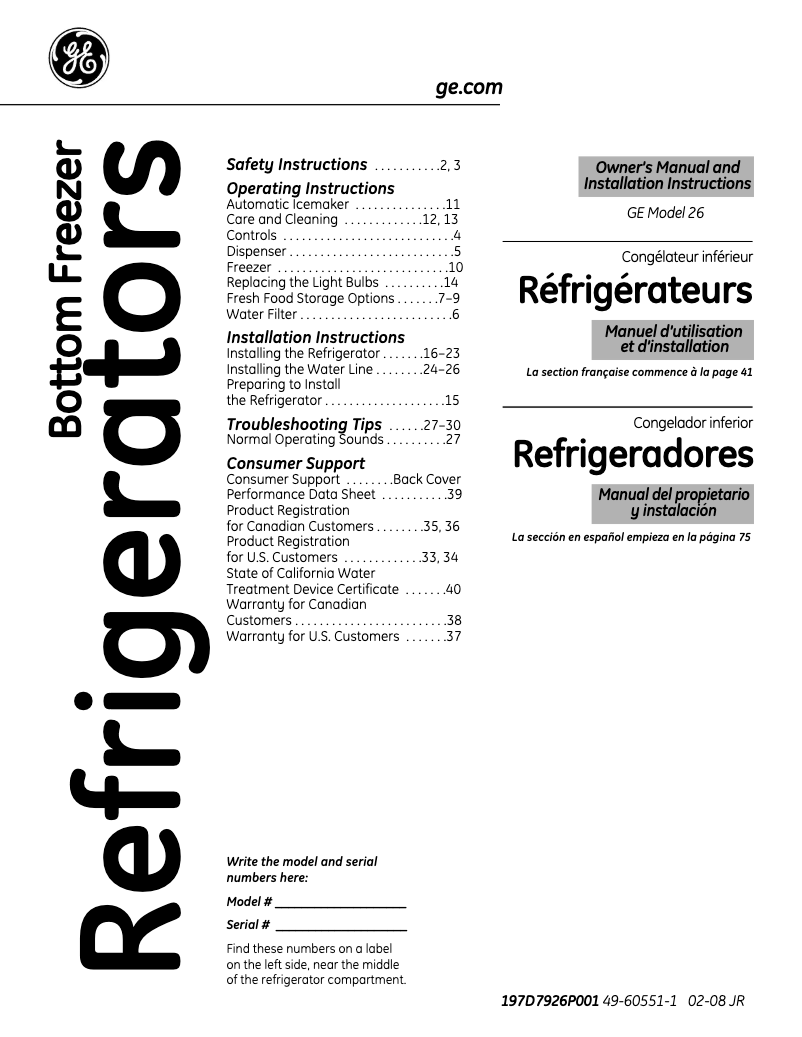 Imagen de la primera página del manual del dispositivo GFSS6KIXSS