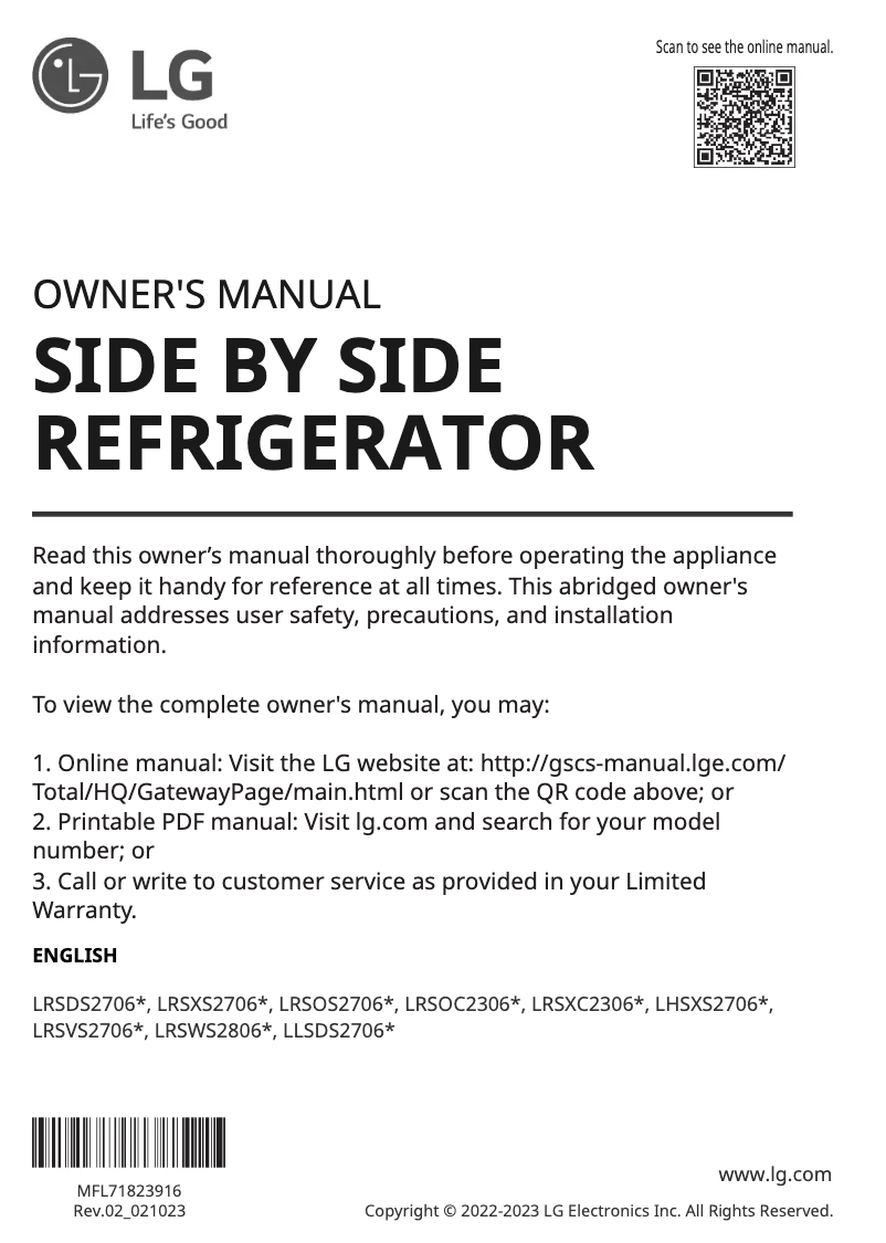 Imagen de la primera página del manual del dispositivo LRSDS2706D