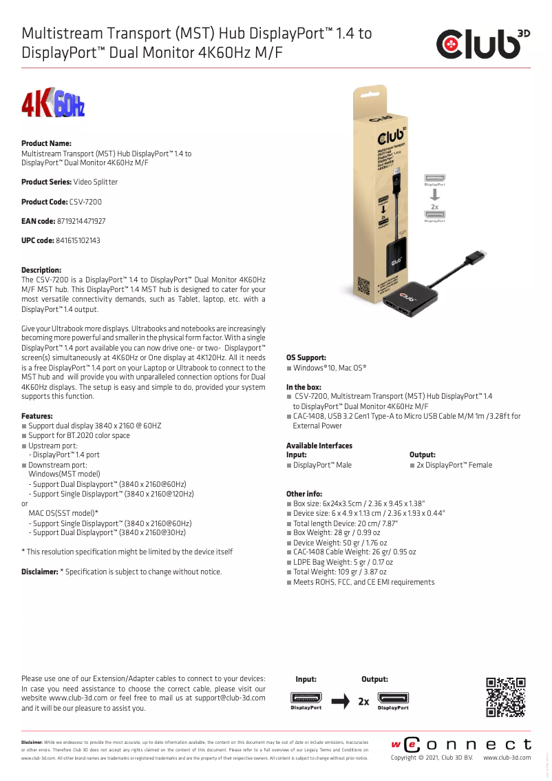 Página nº 1 - Manual de usuario CLUB3D CSV-7220