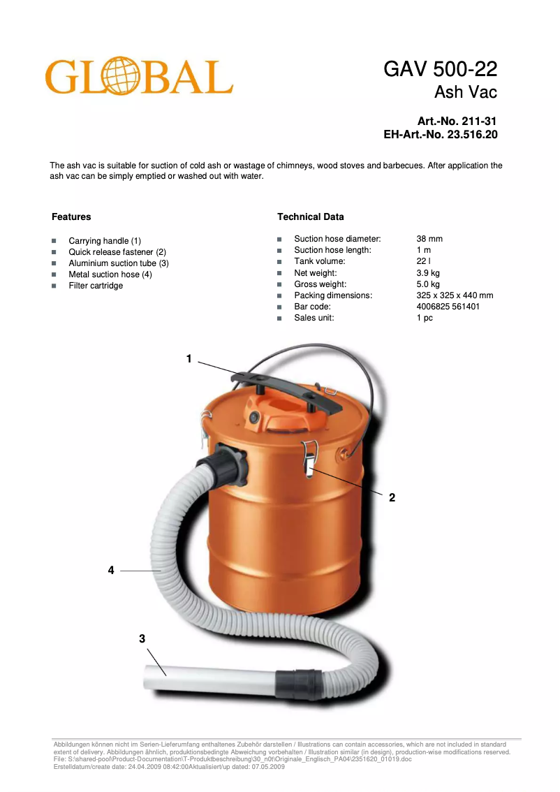 Imagen de la primera página del manual del dispositivo GAV 500-22
