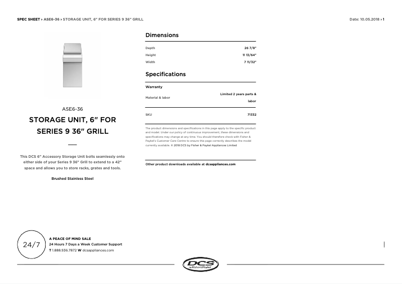 Página 1 del manual Ficha técnica DCS ASH6-48