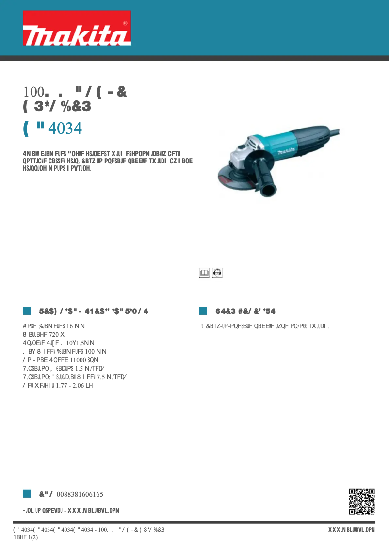 Página 1 del manual Ficha técnica Makita GA4034