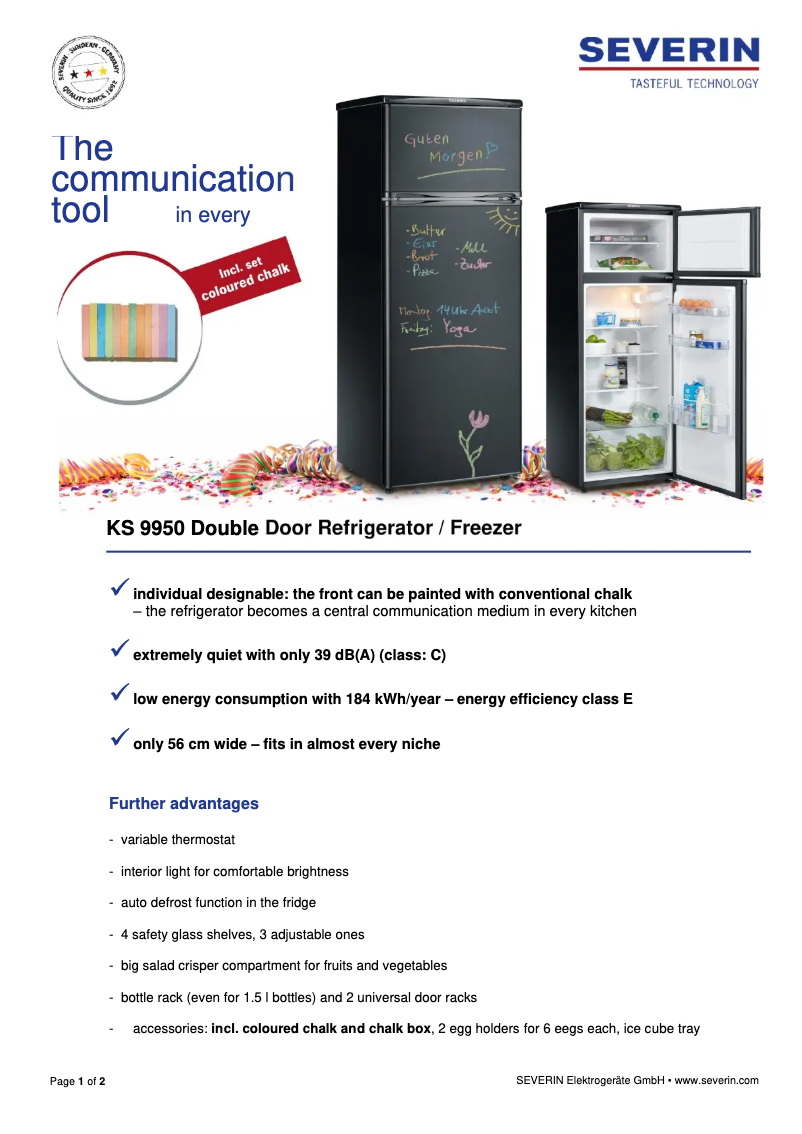 Página nº 1 - Ficha técnica Severin KS 9950