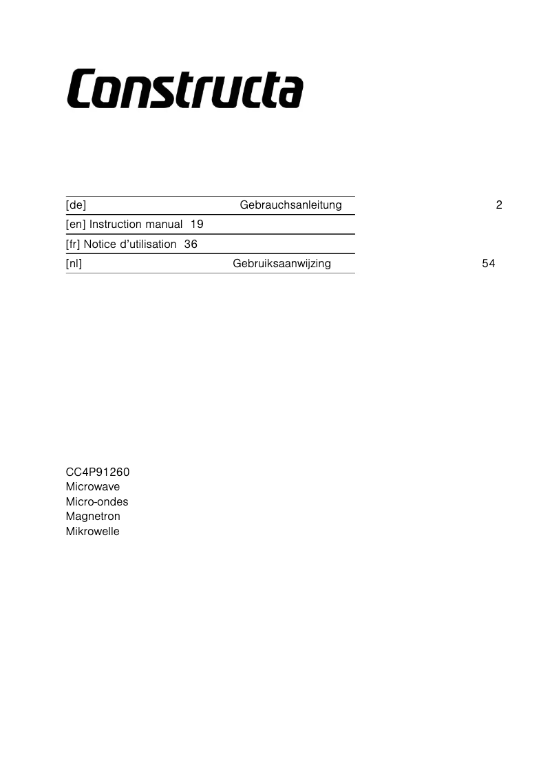 Página 1 del manual Manual de usuario Constructa CC4P91260
