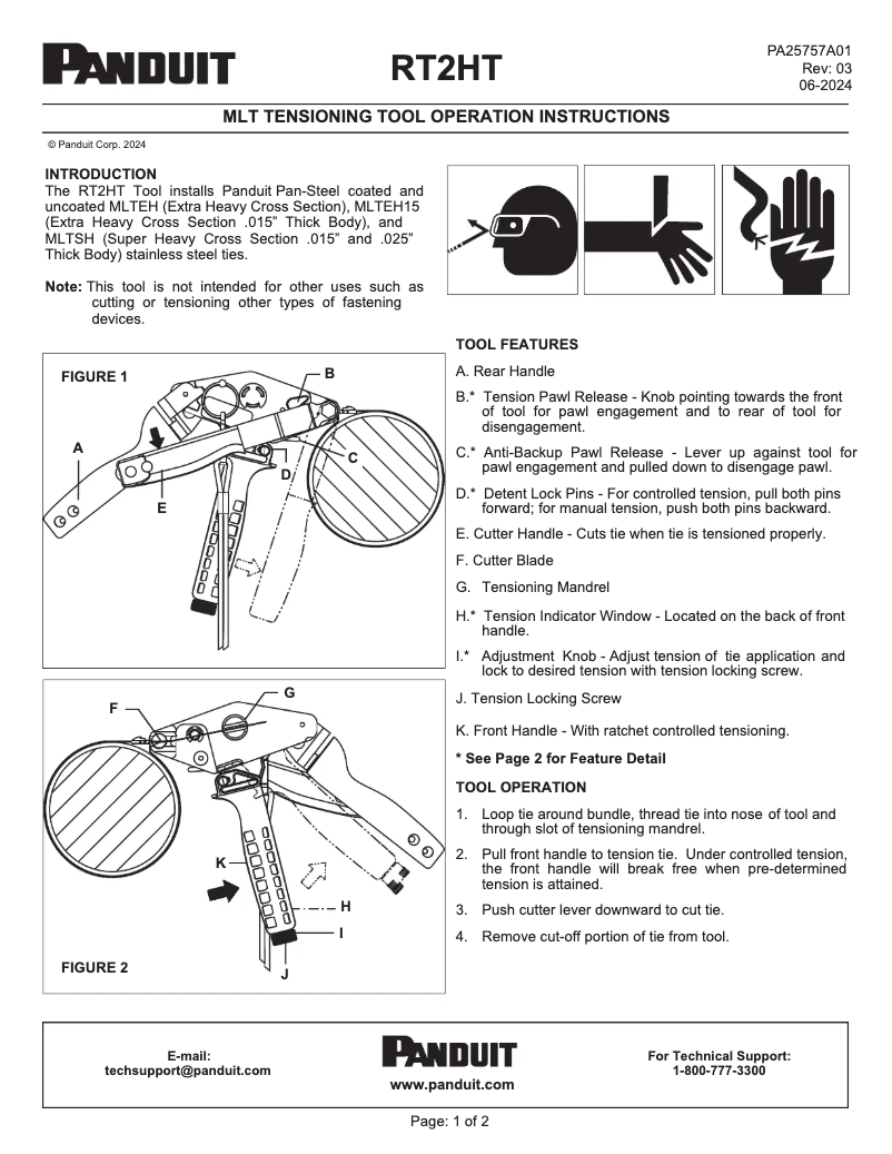 Página 1 del manual Manual de instrucciones Panduit RT2HT