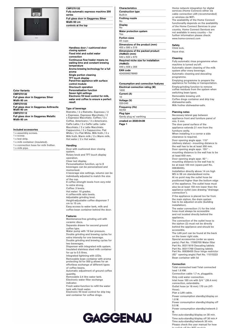 Página 1 del manual Manual de usuario Gaggenau CMP270132