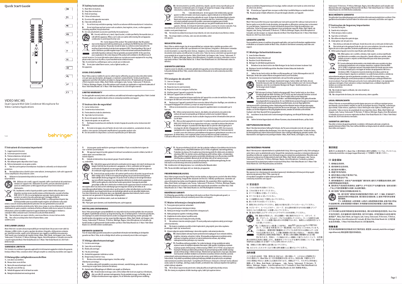 Imagen de la primera página del manual del dispositivo Video Mic MS