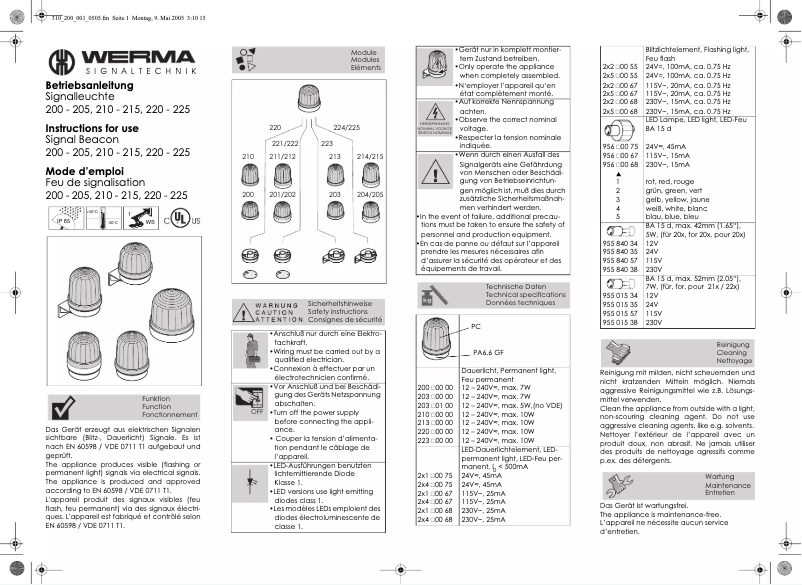 Imagen de la primera página del manual del dispositivo 200.100.00