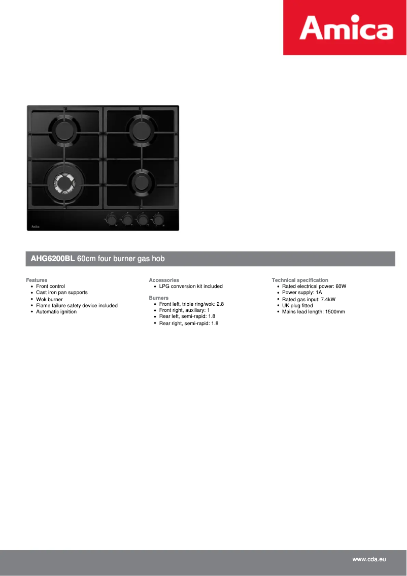 Página nº 1 - Ficha técnica Amica AHG6200BL