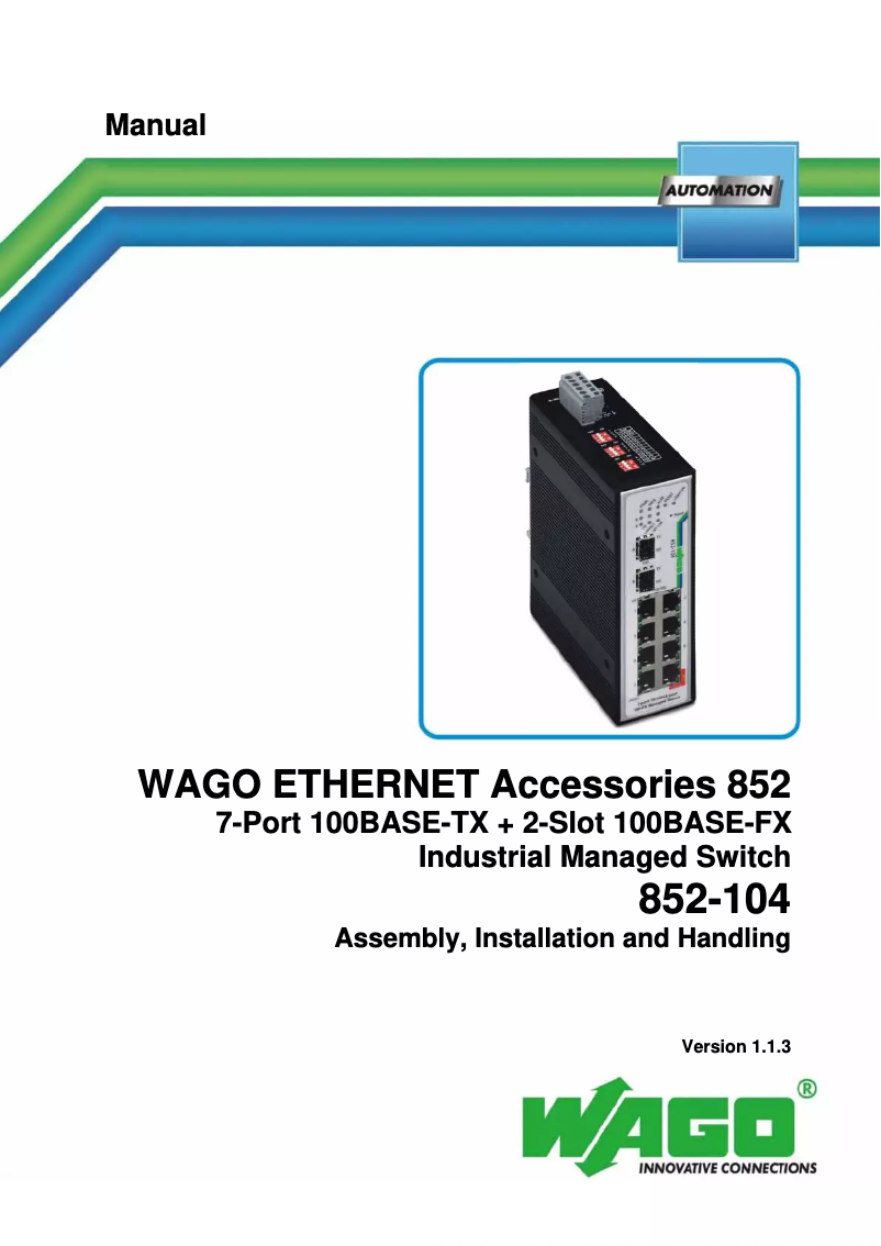 Imagen de la primera página del manual del dispositivo 852-104