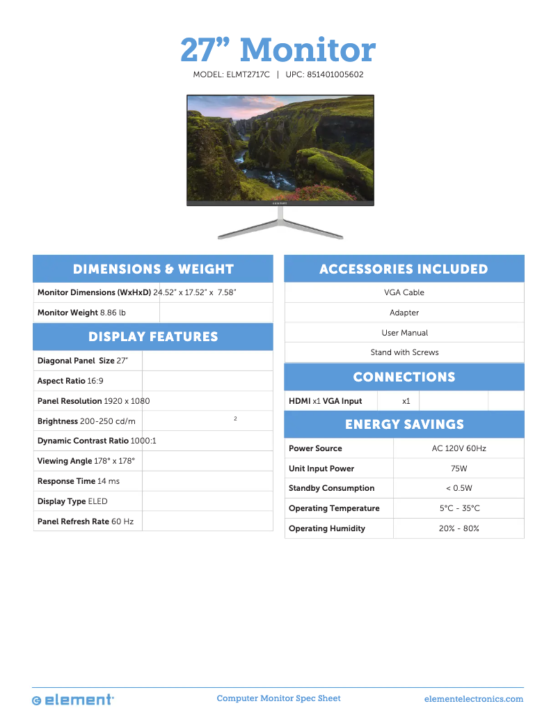 Imagen de la primera página del manual del dispositivo ELMT2717C