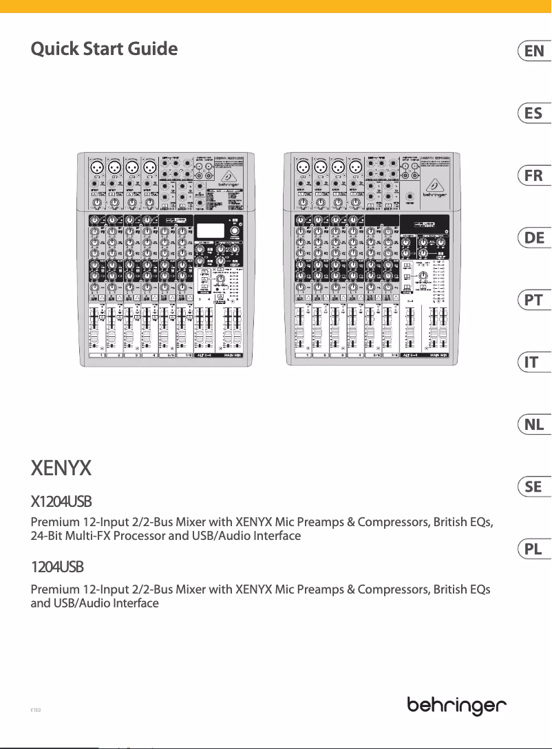Página 1 del manual Guía de inicio rápido Behringer Xenyx 1204USB