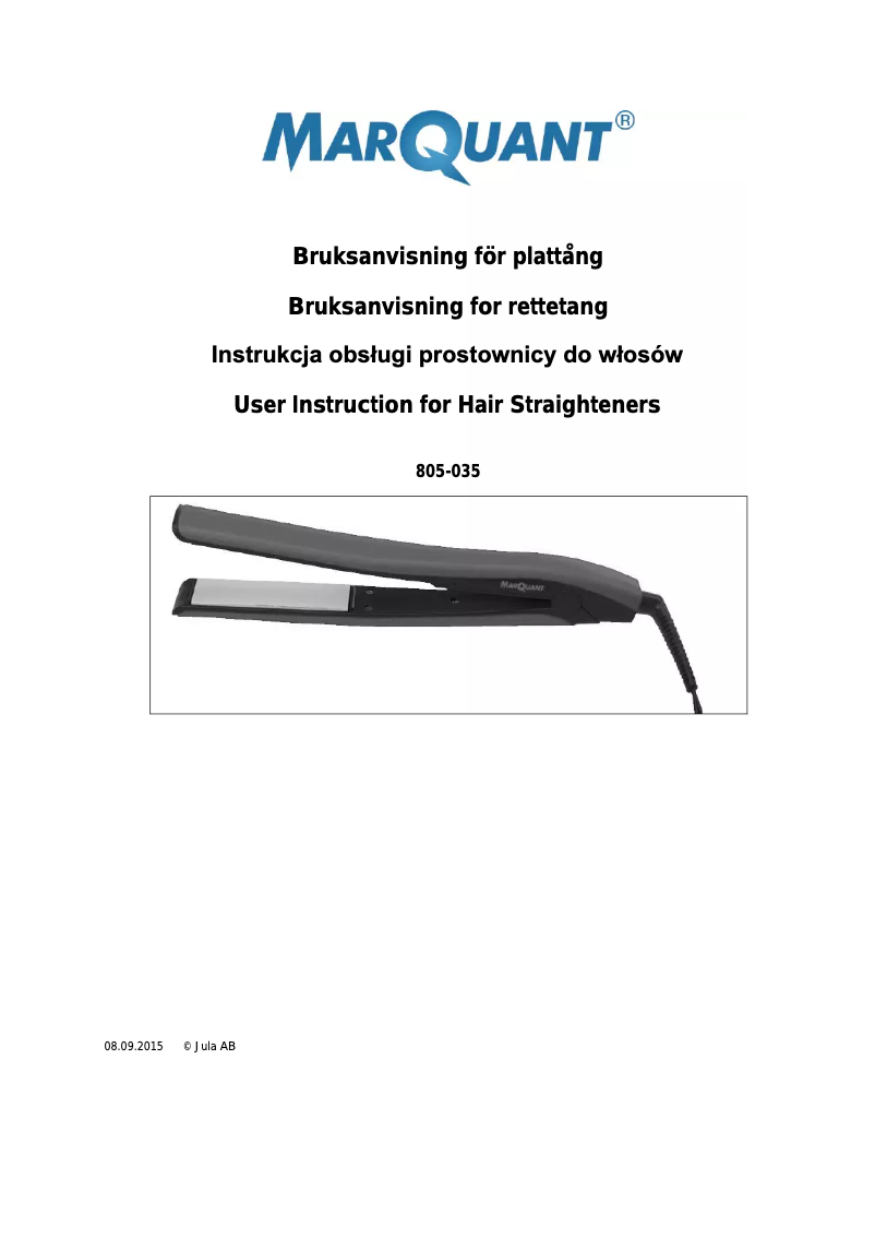 Imagen de la primera página del manual del dispositivo 805-035