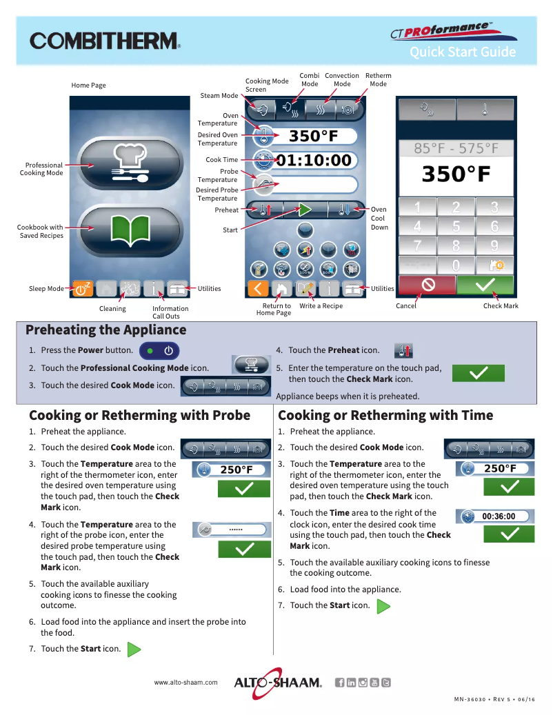 Página 1 del manual Guía de inicio rápido Alto-Shaam Combitherm Proformance CTP6-10G