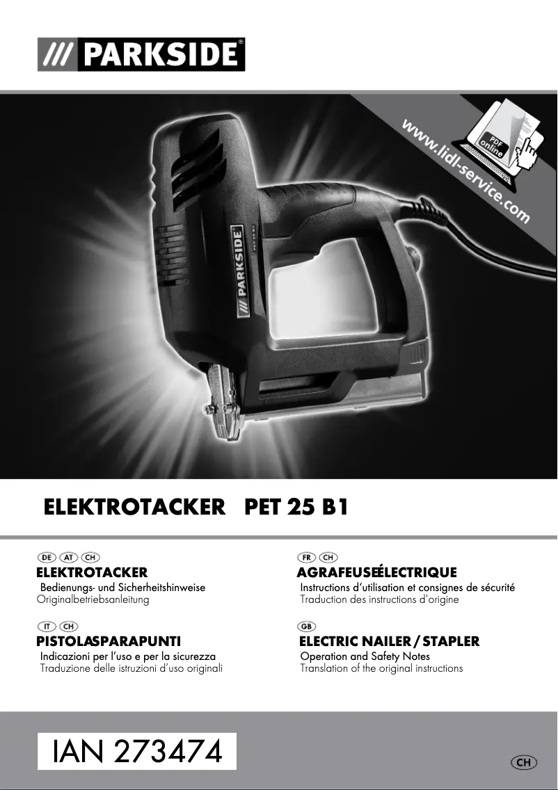Imagen de la primera página del manual del dispositivo PET 25 B1