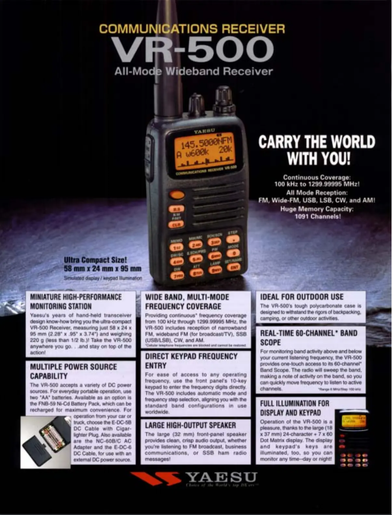 Página nº 1 - Folleto Yaesu VR-500