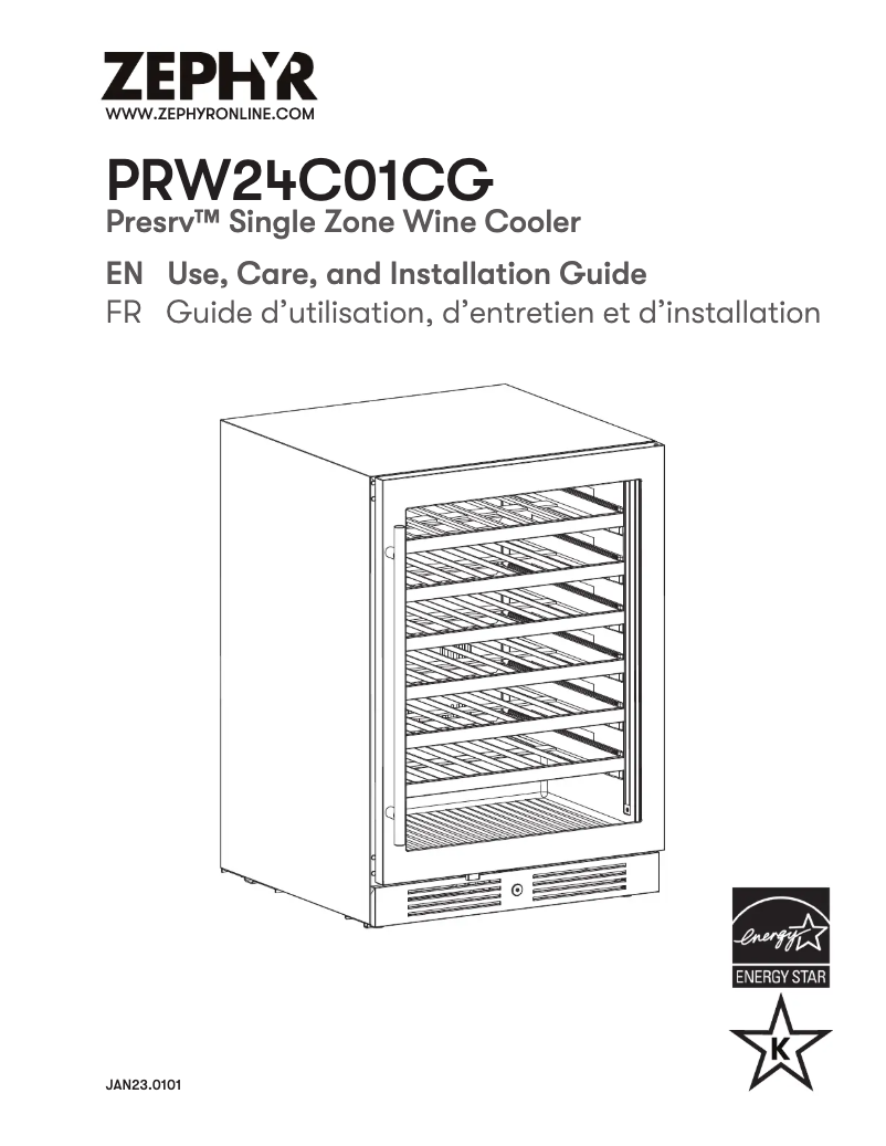 Página 1 del manual Manual de usuario Zephyr Presrv PRW24C01CG
