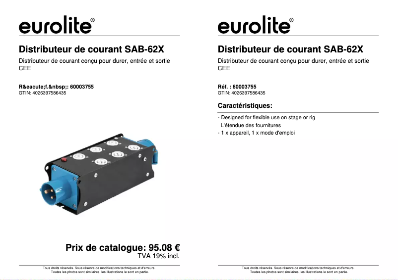 Imagen de la primera página del manual del dispositivo SAB-62X