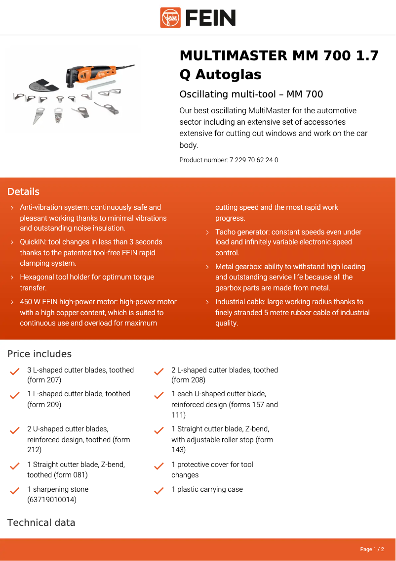 Imagen de la primera página del manual del dispositivo Multimaster MM 700 1.7 Q Autoglas