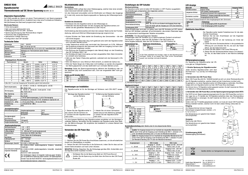 Página 1 del manual Manual de usuario Camille Bauer SINEAX VS46