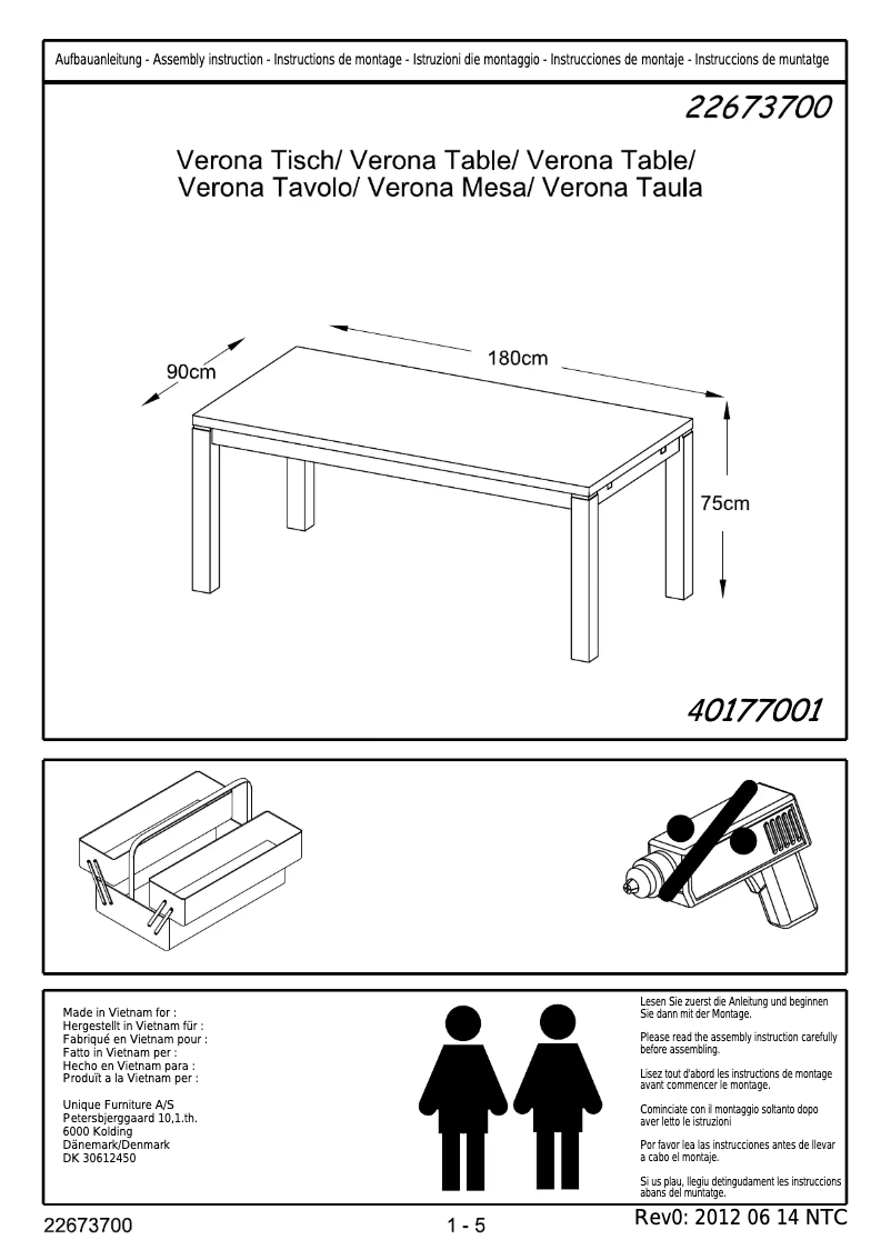 Imagen de la primera página del manual del dispositivo Verona