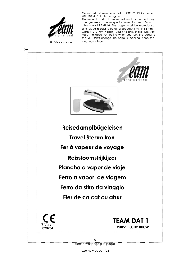 Imagen de la primera página del manual del dispositivo DAT 1