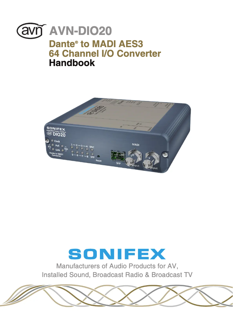 Página 1 del manual Manual de usuario Sonifex AVN-DIO20