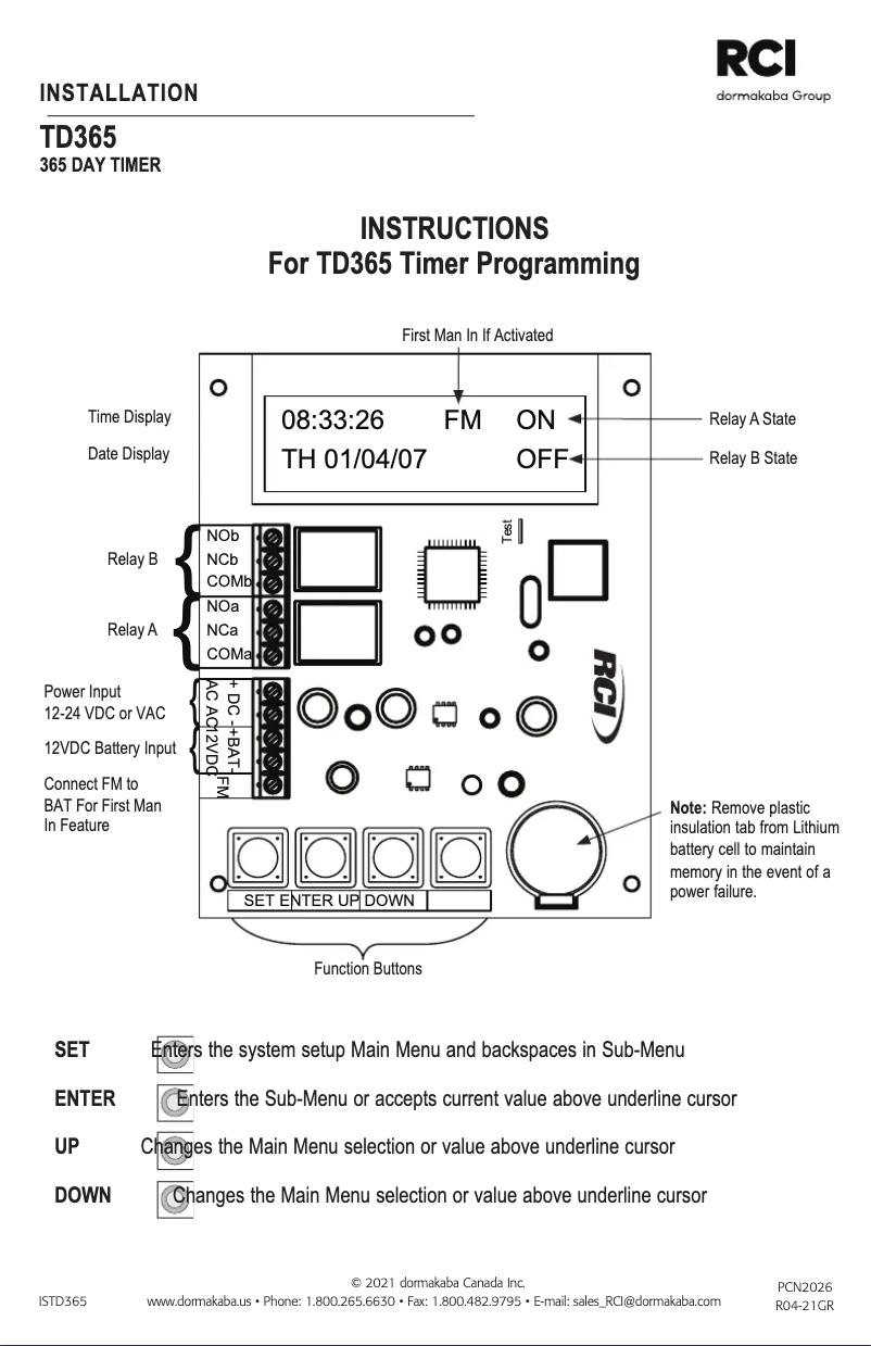 Imagen de la primera página del manual del dispositivo TD365