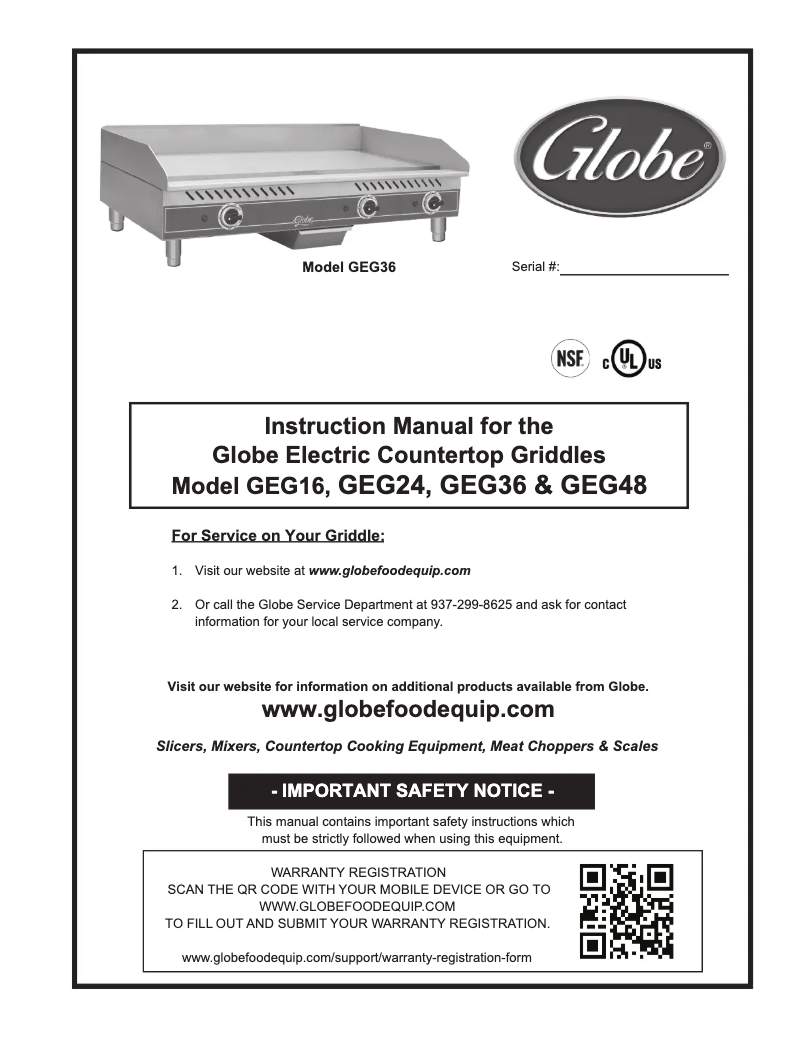 Página 1 del manual Manual de usuario Globe GEG36