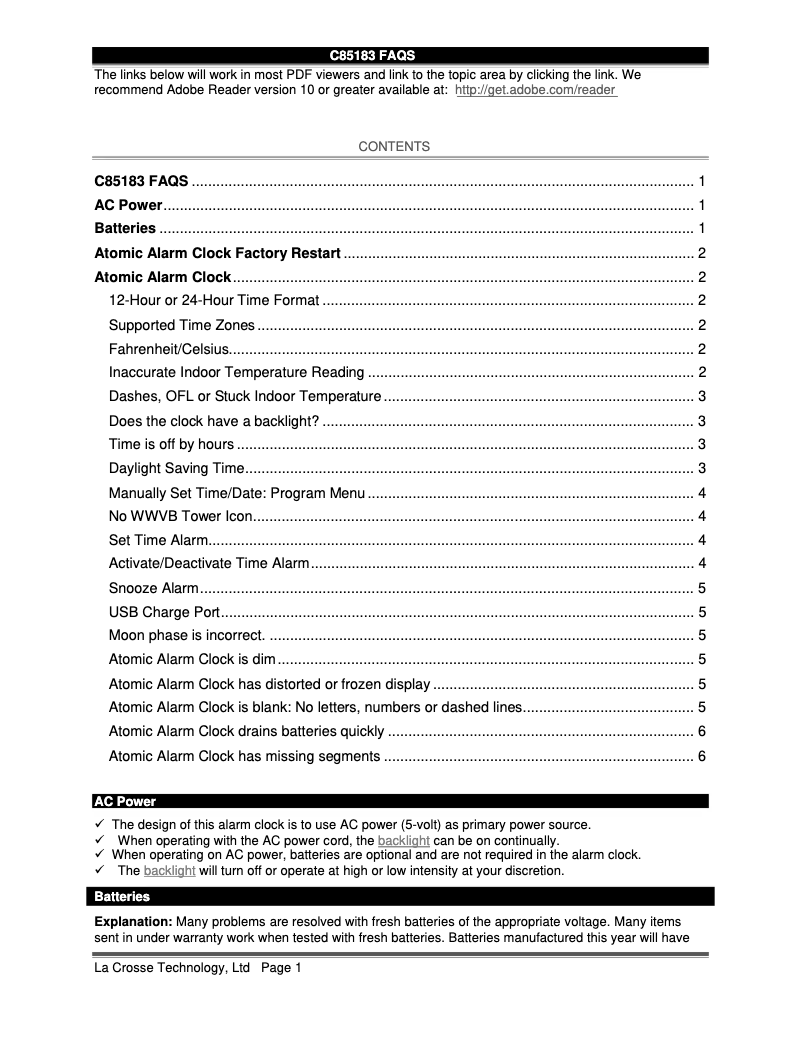 Imagen de la primera página del manual del dispositivo C85183