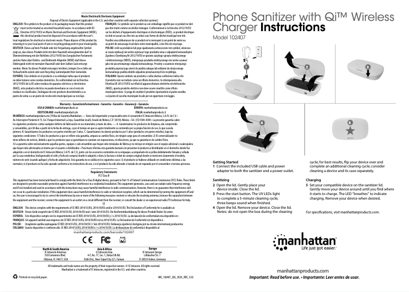 Página nº 1 - Manual de usuario Manhattan 102407