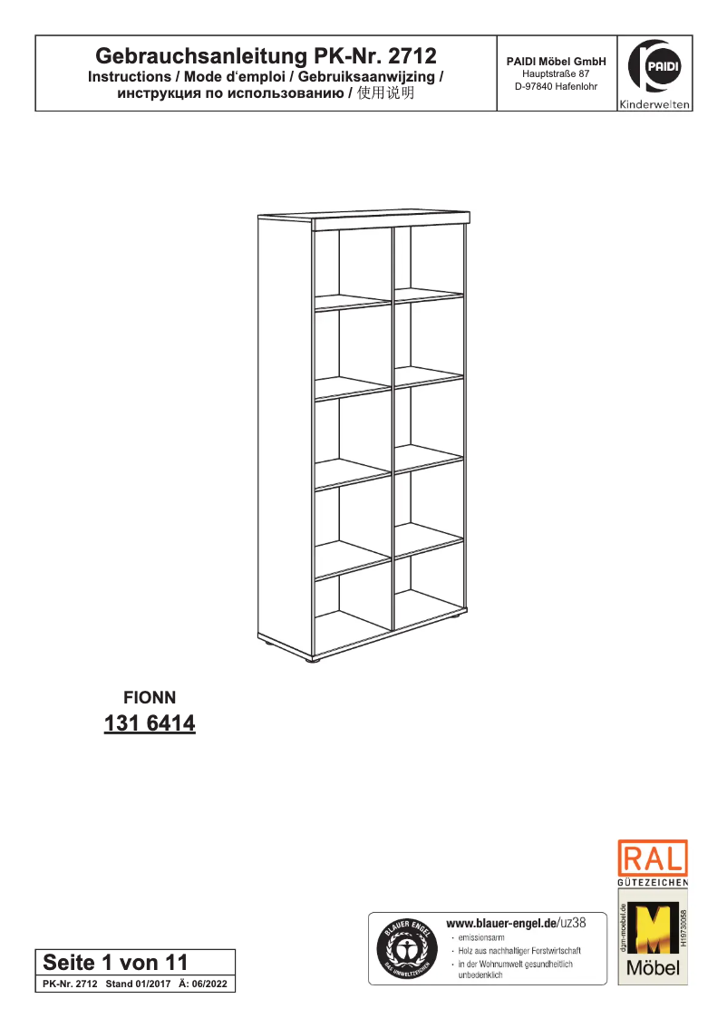 Página 1 del manual Manual de usuario Paidi Fionn