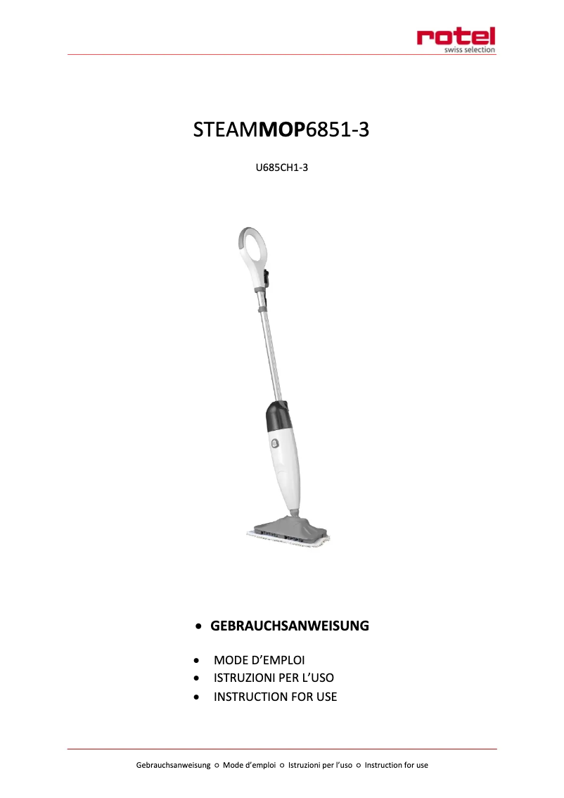 Imagen de la primera página del manual del dispositivo SteamMop 6852