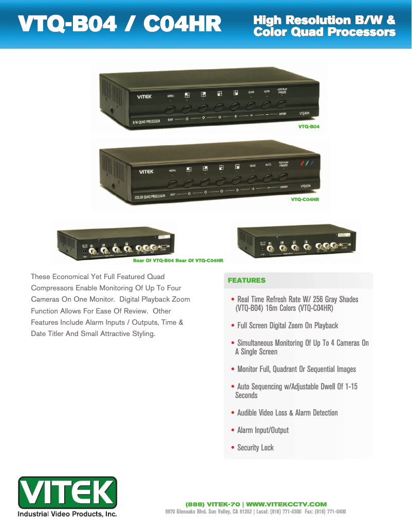 Imagen de la primera página del manual del dispositivo VTQ-B04