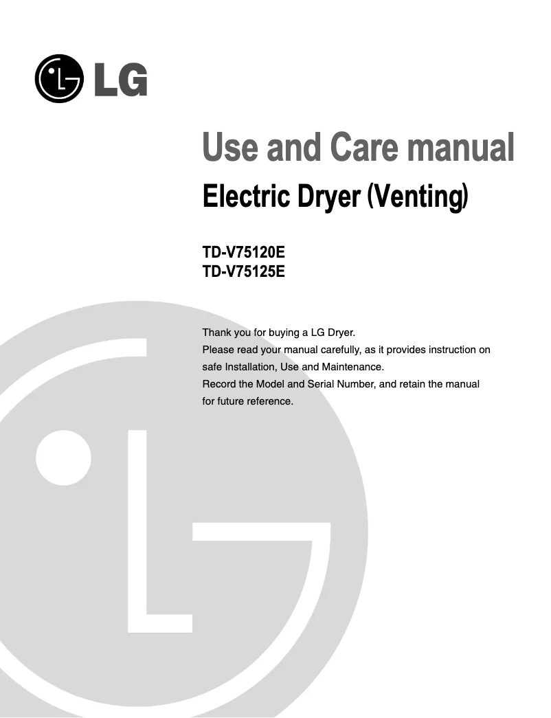 Página 1 del manual Manual de usuario LG TD-V70125E