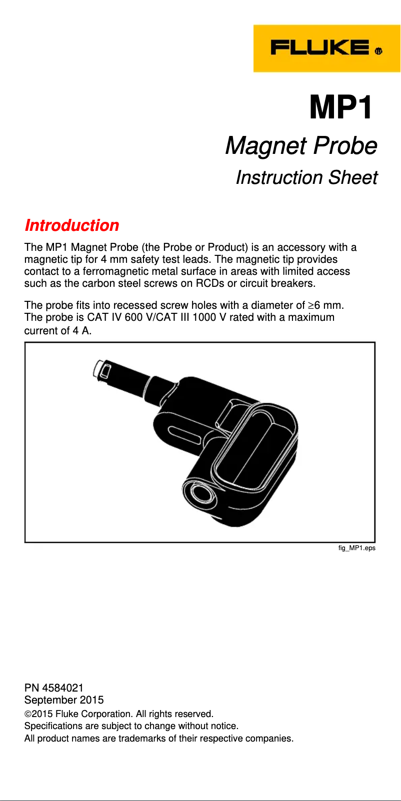 Página 1 del manual Manual de usuario Fluke MP1