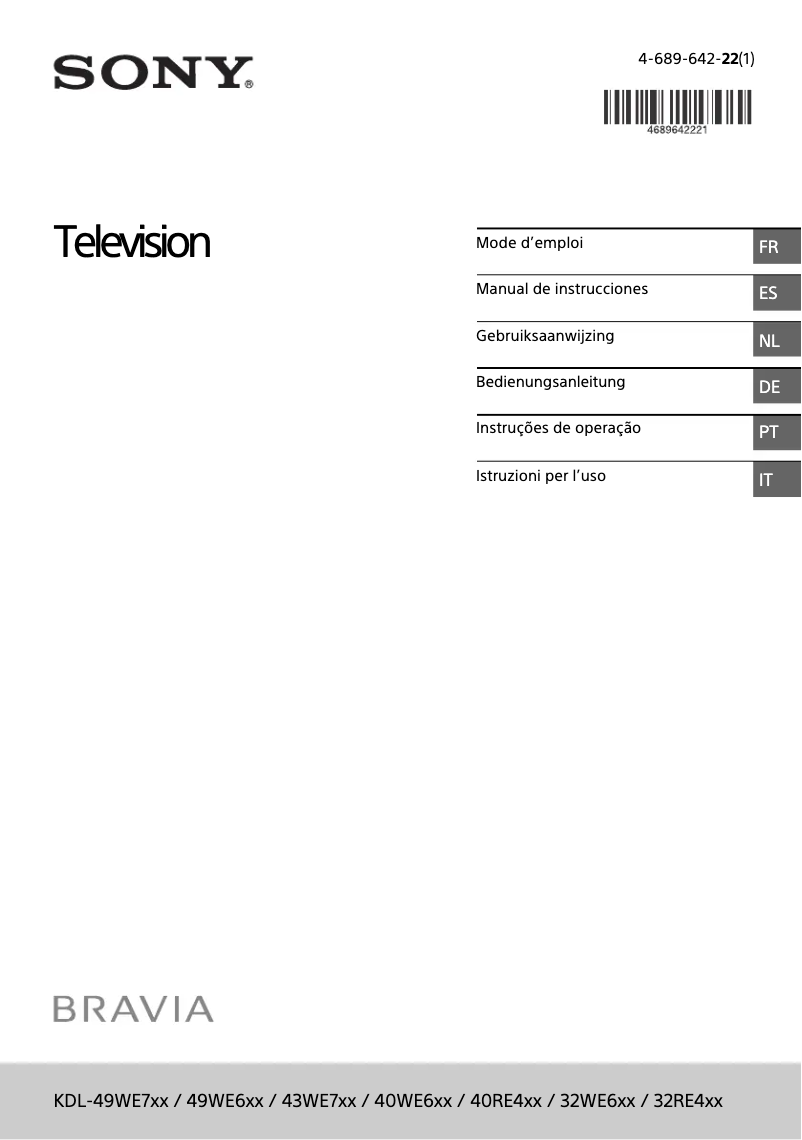 Página 1 del manual Manual de usuario Sony Bravia KDL-49WE660