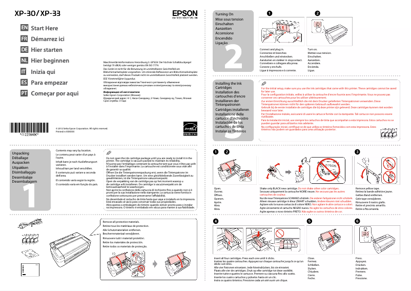 Imagen de la primera página del manual del dispositivo Expression Home XP-33
