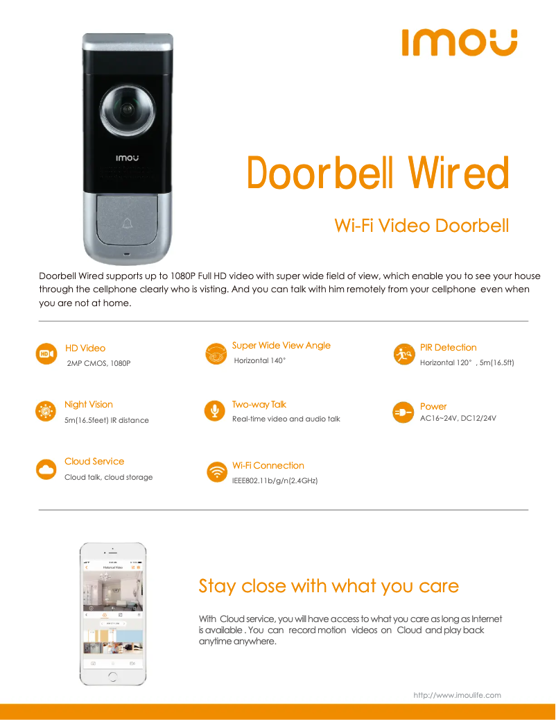 Imagen de la primera página del manual del dispositivo Doorbell Wired