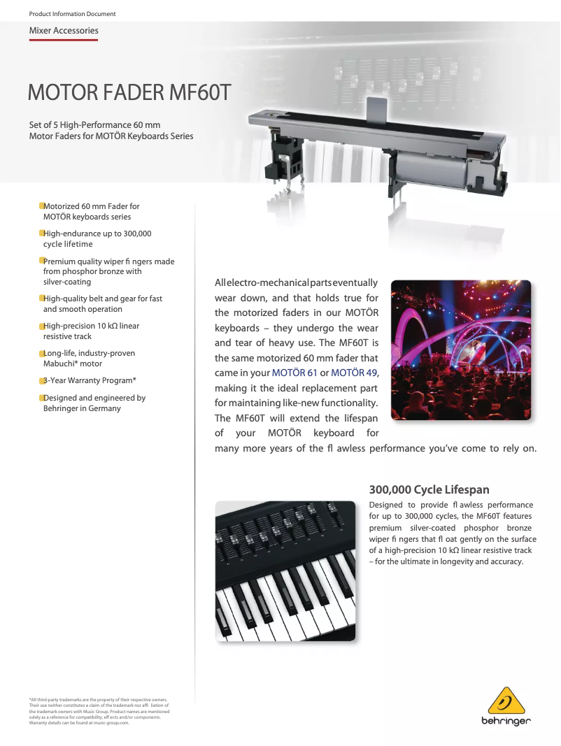 Imagen de la primera página del manual del dispositivo Motor Fader MF60T