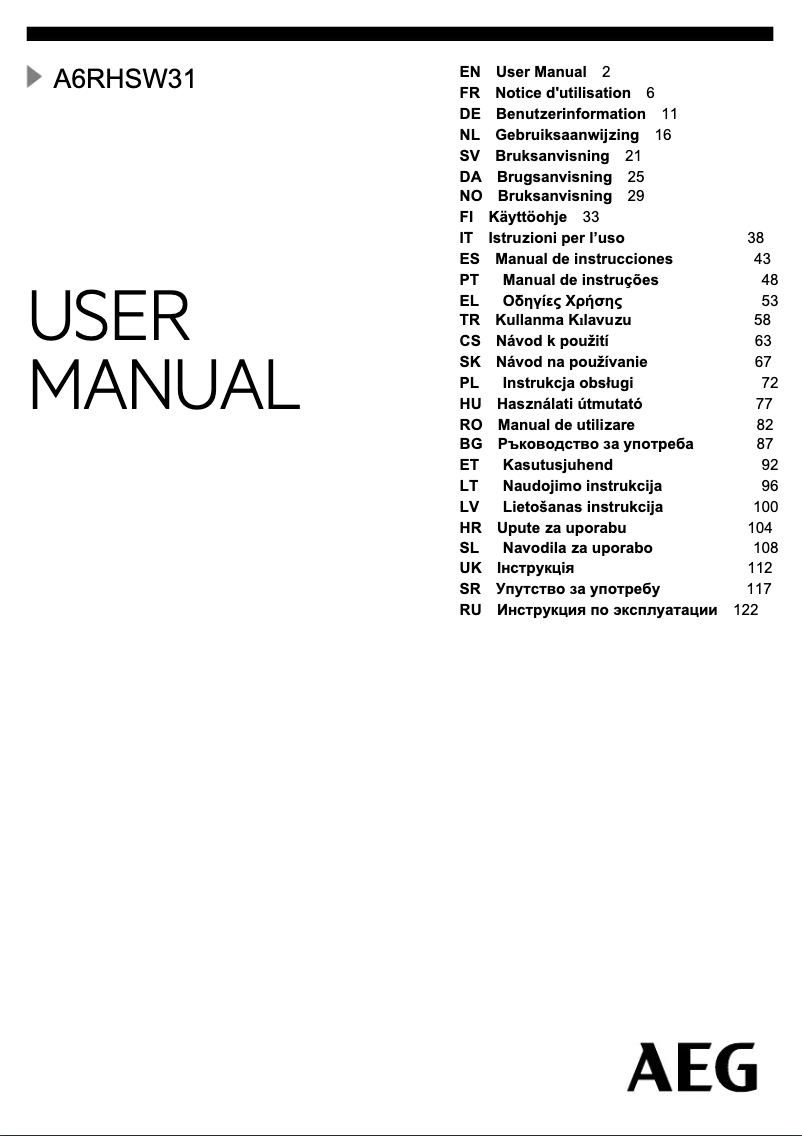 Imagen de la primera página del manual del dispositivo A6RHSW31