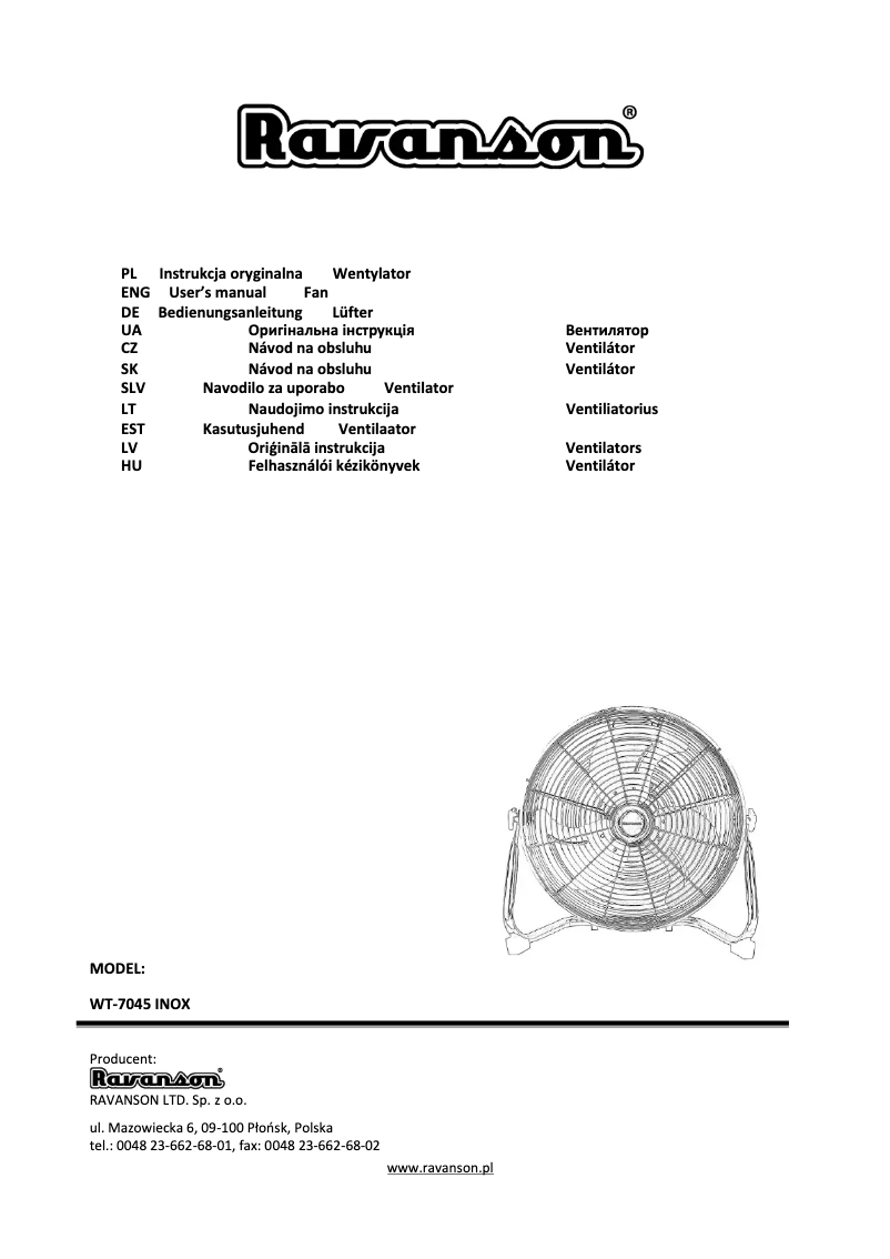 Página 1 del manual Manual de usuario Ravanson WT-7045