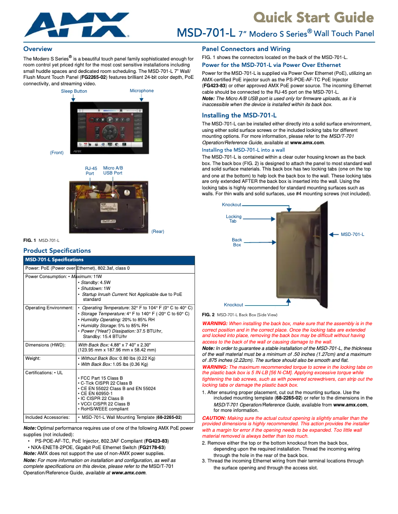 Imagen de la primera página del manual del dispositivo MSD-701