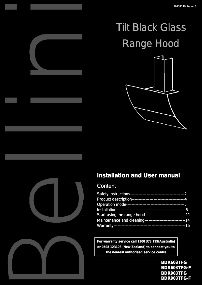 Página 1 del manual Manual de usuario Bellini BDR903TFG-F