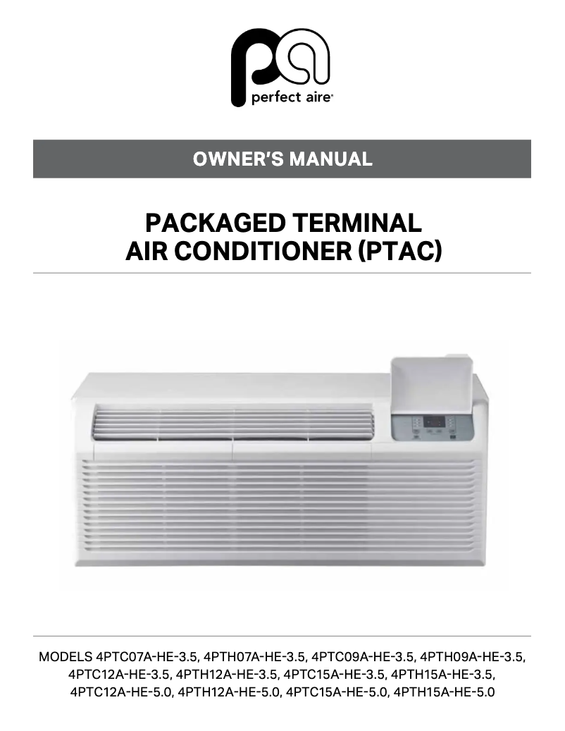 Página 1 del manual Manual de usuario Perfect Aire 4PTH15A-HE-3.5