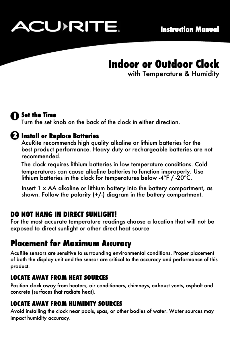 Página nº 1 - Manual de usuario AcuRite 00920