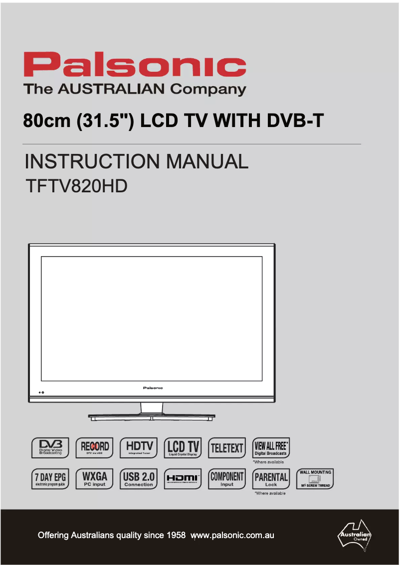 Página nº 1 - Manual de usuario Palsonic TFTV820HD