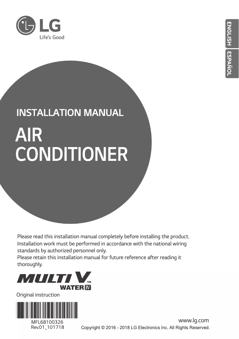 Imagen de la primera página del manual del dispositivo MULTI V ARWB140LAS4