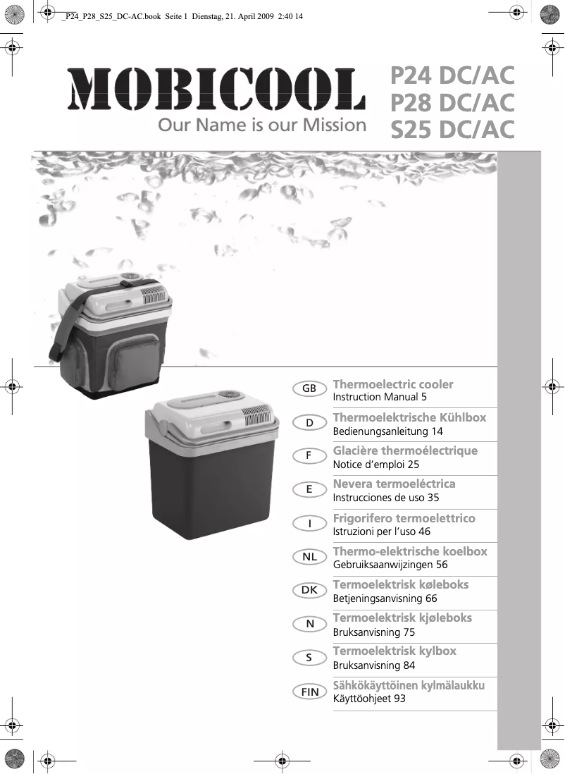 Imagen de la primera página del manual del dispositivo Mobicool P24 DC